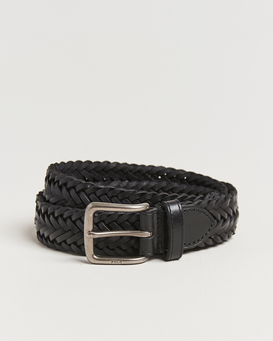 Men | Seasonal Offer | Polo Ralph Lauren | Braided Leather Belt Black