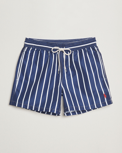 Men | Swimwear | Polo Ralph Lauren | Traveler Boxer Swimshorts Navy Vertical Wide Stripe