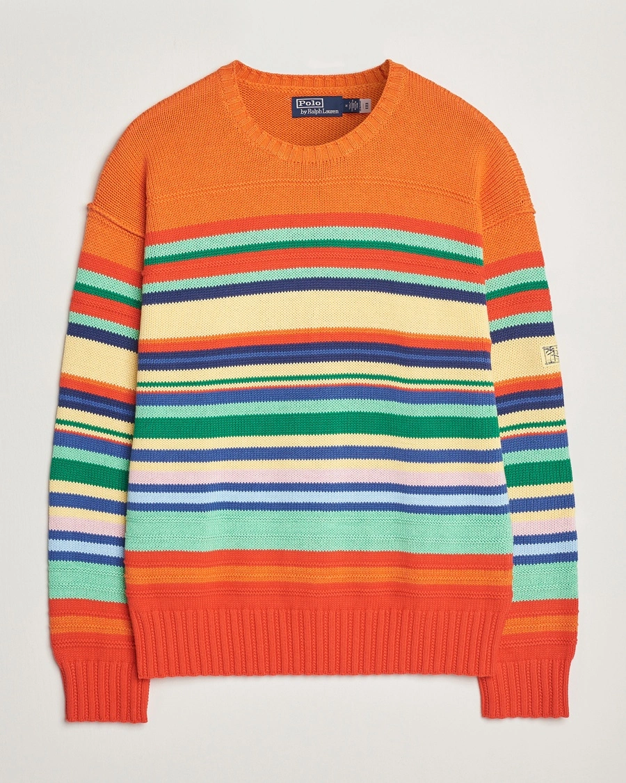 Men | Business & Beyond - Casual | Polo Ralph Lauren | Cotton/Linen Stripe Sweater Orange Combo