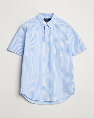 Men | Short Sleeve Shirts | Polo Ralph Lauren | Seersucker Short Sleeve Striped Shirt Blue/White