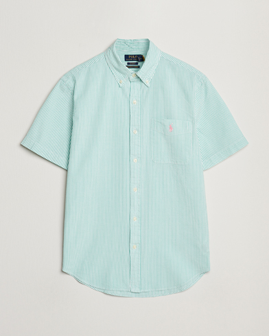 Men | Short Sleeve Shirts | Polo Ralph Lauren | Seersucker Short Sleeve Striped Shirt Green/White