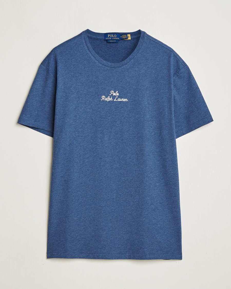 Men | Seasonal Offer | Polo Ralph Lauren | Center Logo Crew Neck T-Shirt Derby Blue Heather