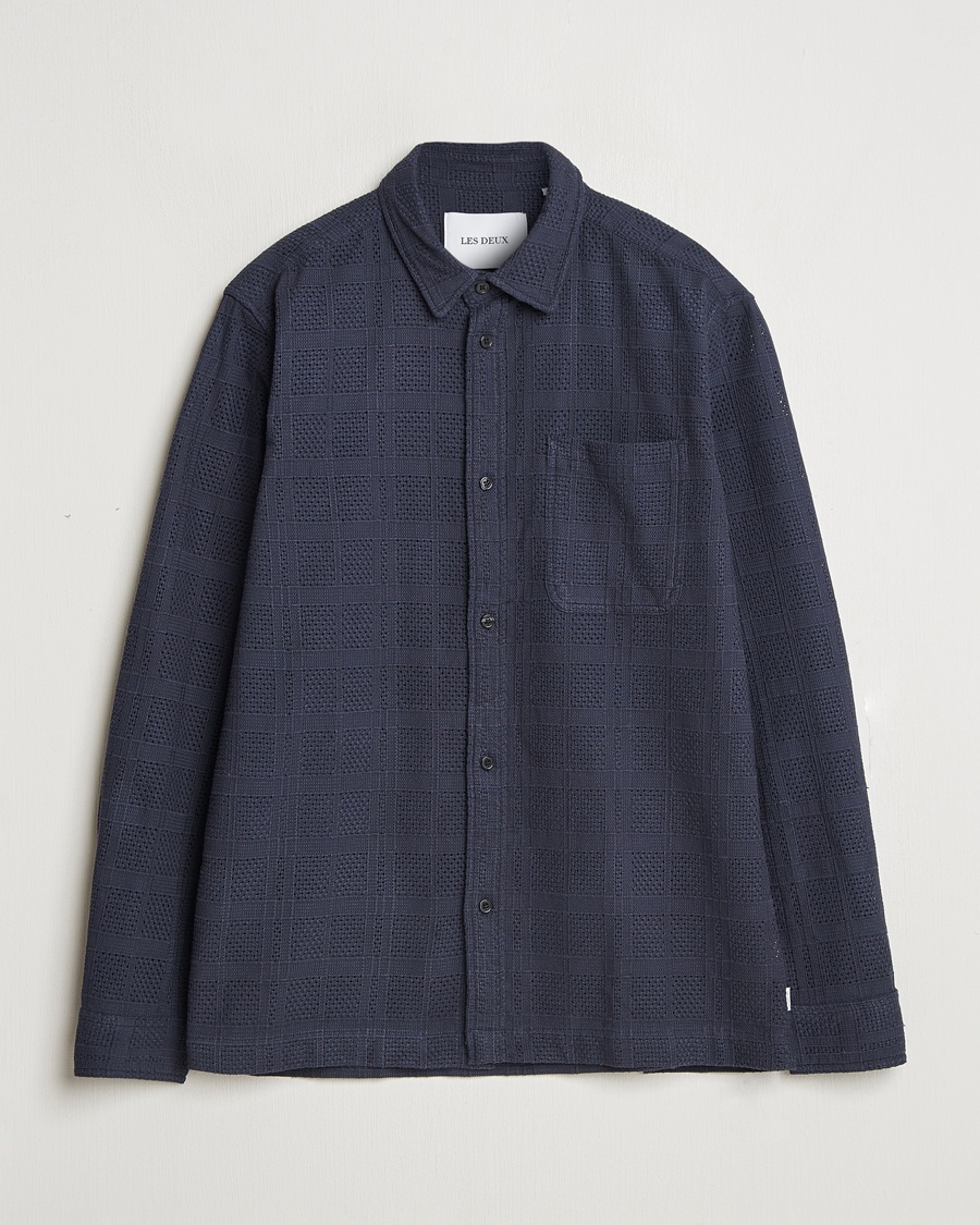 Men | LES DEUX | LES DEUX | Charlie Long Sleeve Knitted Shirt Navy