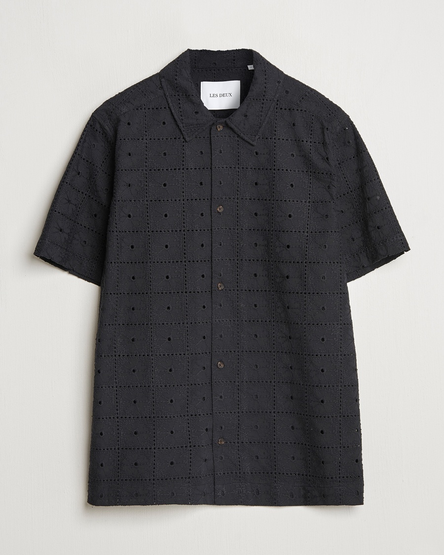 Men | LES DEUX | LES DEUX | Hector Anglaise Short Sleeve Shirt Black