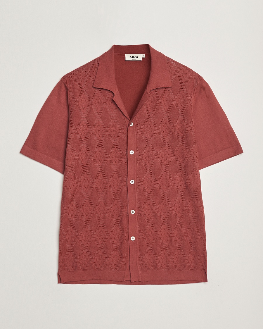 Men | Carl's Archive 20% | Altea | Jacquard Knit Camp Shirt Burgundy