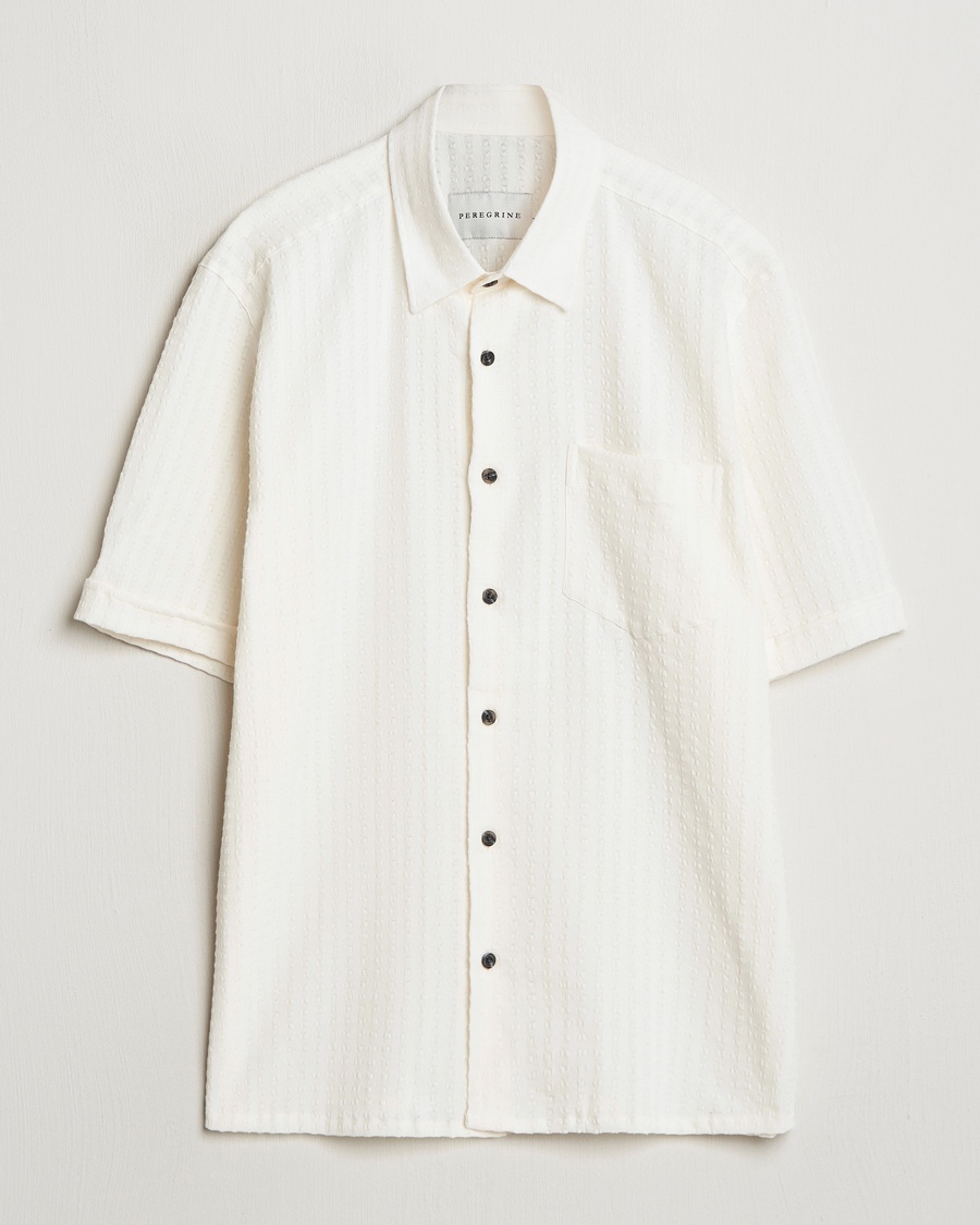 Men | Short Sleeve Shirts | Peregrine | Seersucker Beach Shirt White Stripe