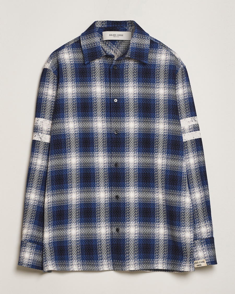 Men | Overshirts | Golden Goose | Heavy Check Overshirt Ice/Indigo