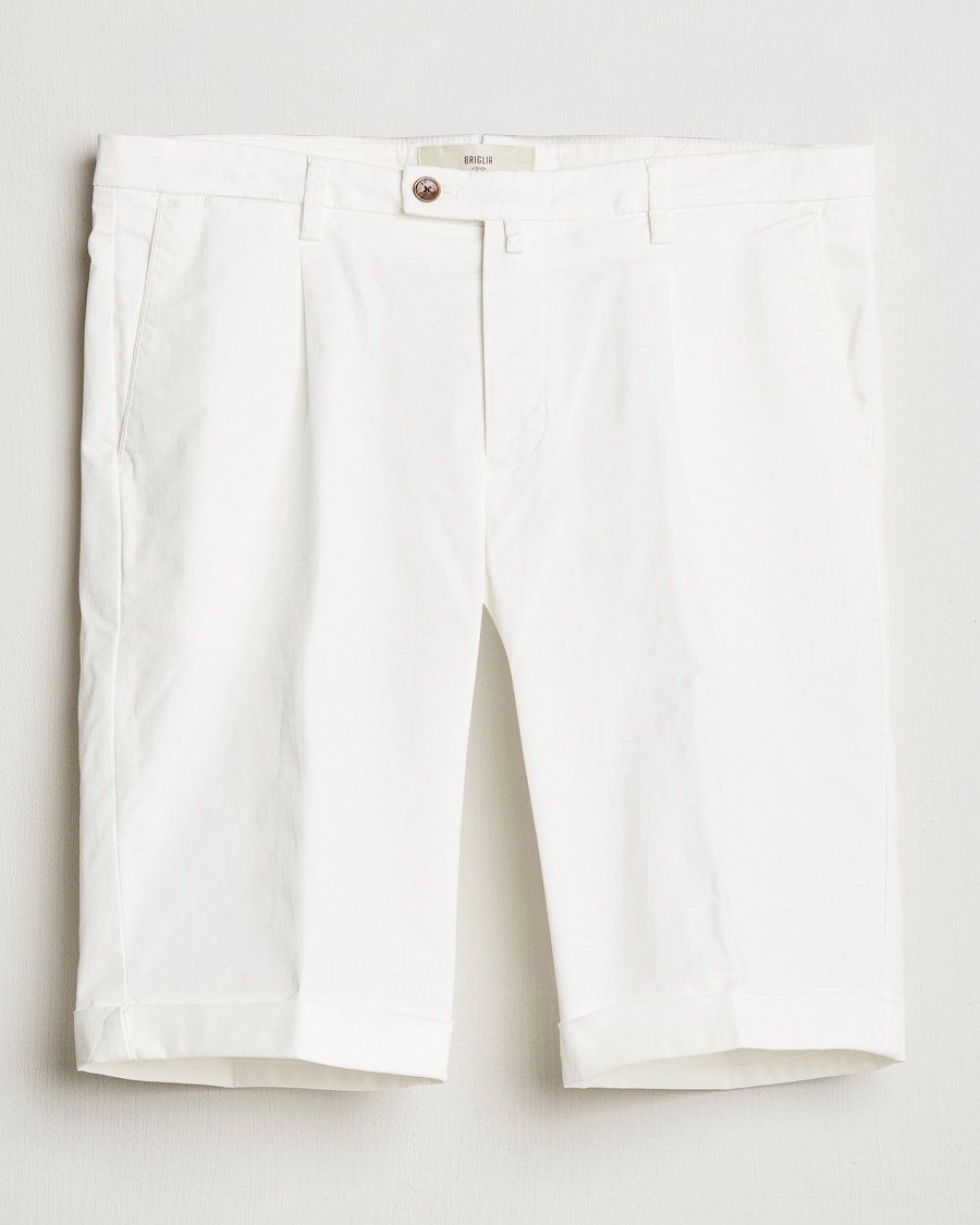 Men | Chino Shorts | Briglia 1949 | Pleated Cotton Shorts White