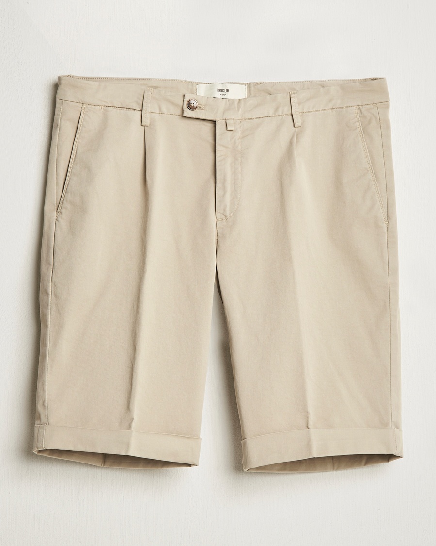 Men | Chino Shorts | Briglia 1949 | Pleated Cotton Shorts Taupe