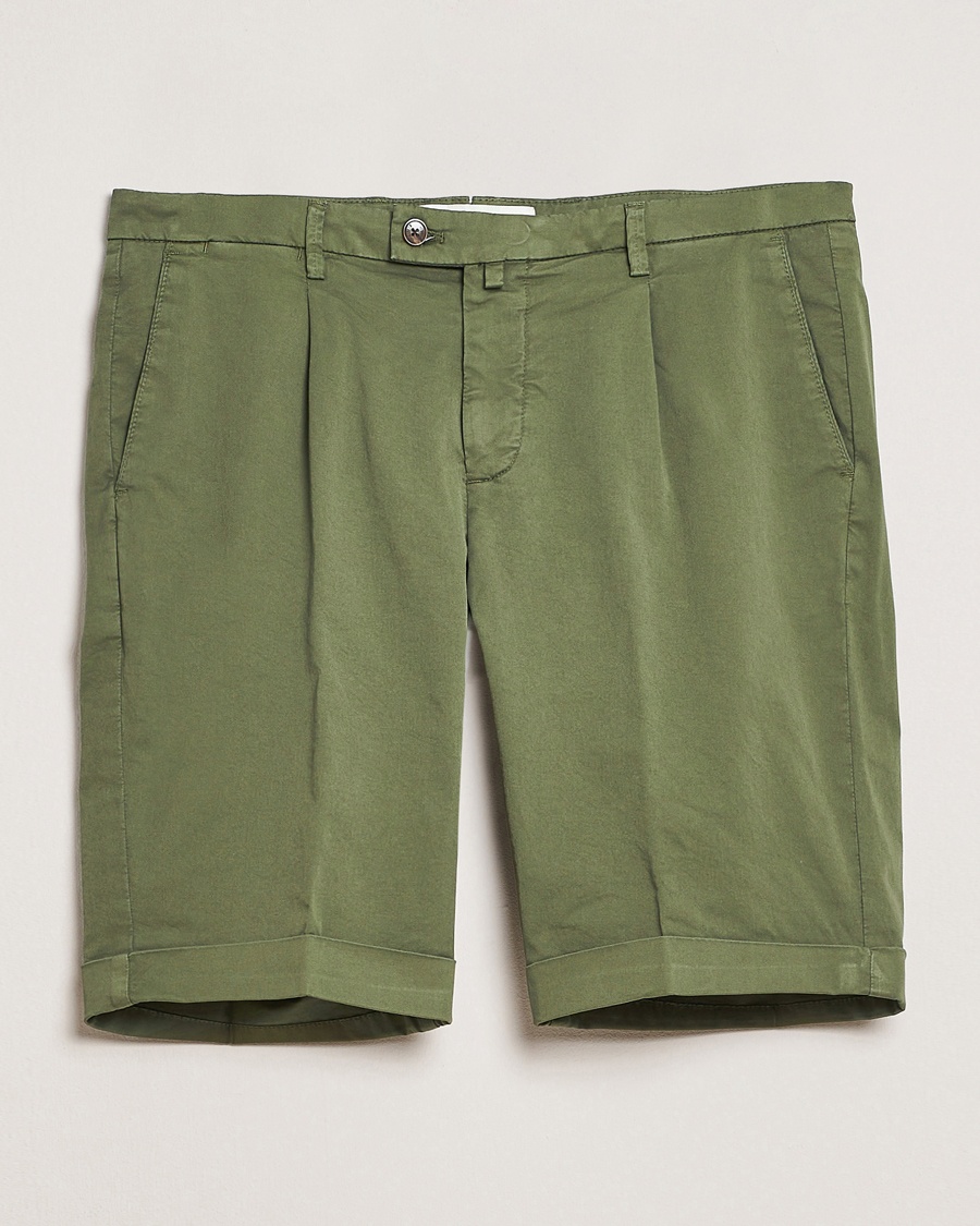 Men | Chino Shorts | Briglia 1949 | Pleated Cotton Shorts Olive