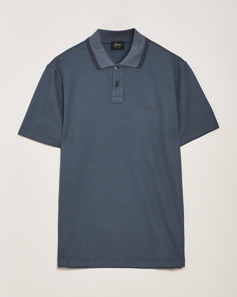 Men | Luxury Classics | Brioni | Short Sleeve Cotton Piquet Polo Green