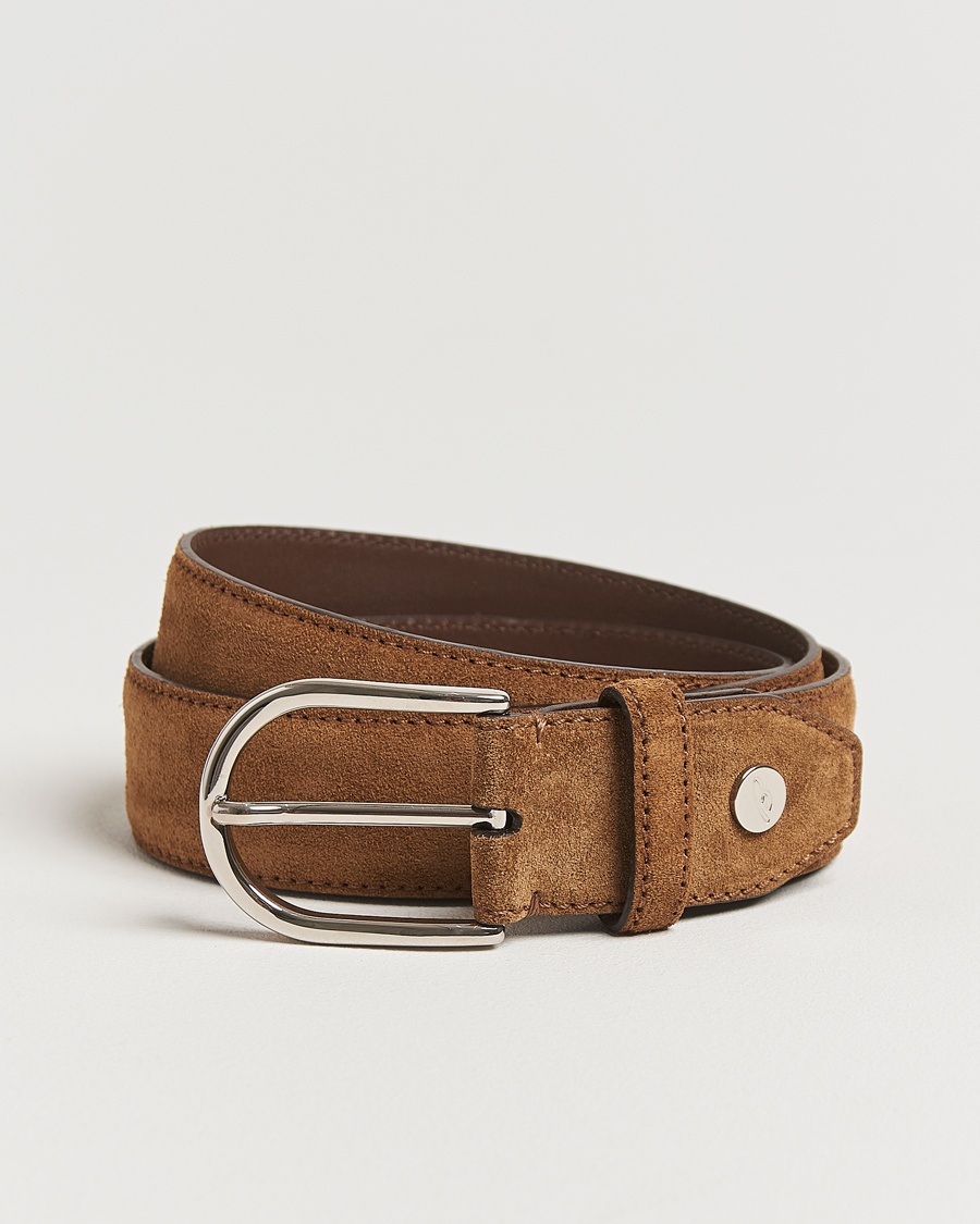 Men | Luxury Classics | Brioni | Rounded Buckle Belt Brown Suede