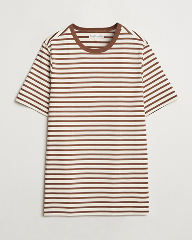 Men | Heritage Corner | Merz b. Schwanen | Relaxed Fit Striped Sturdy T-Shirt Nut/Nature