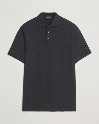 Men | Stenströms | Stenströms | Linen Polo Shirt Black