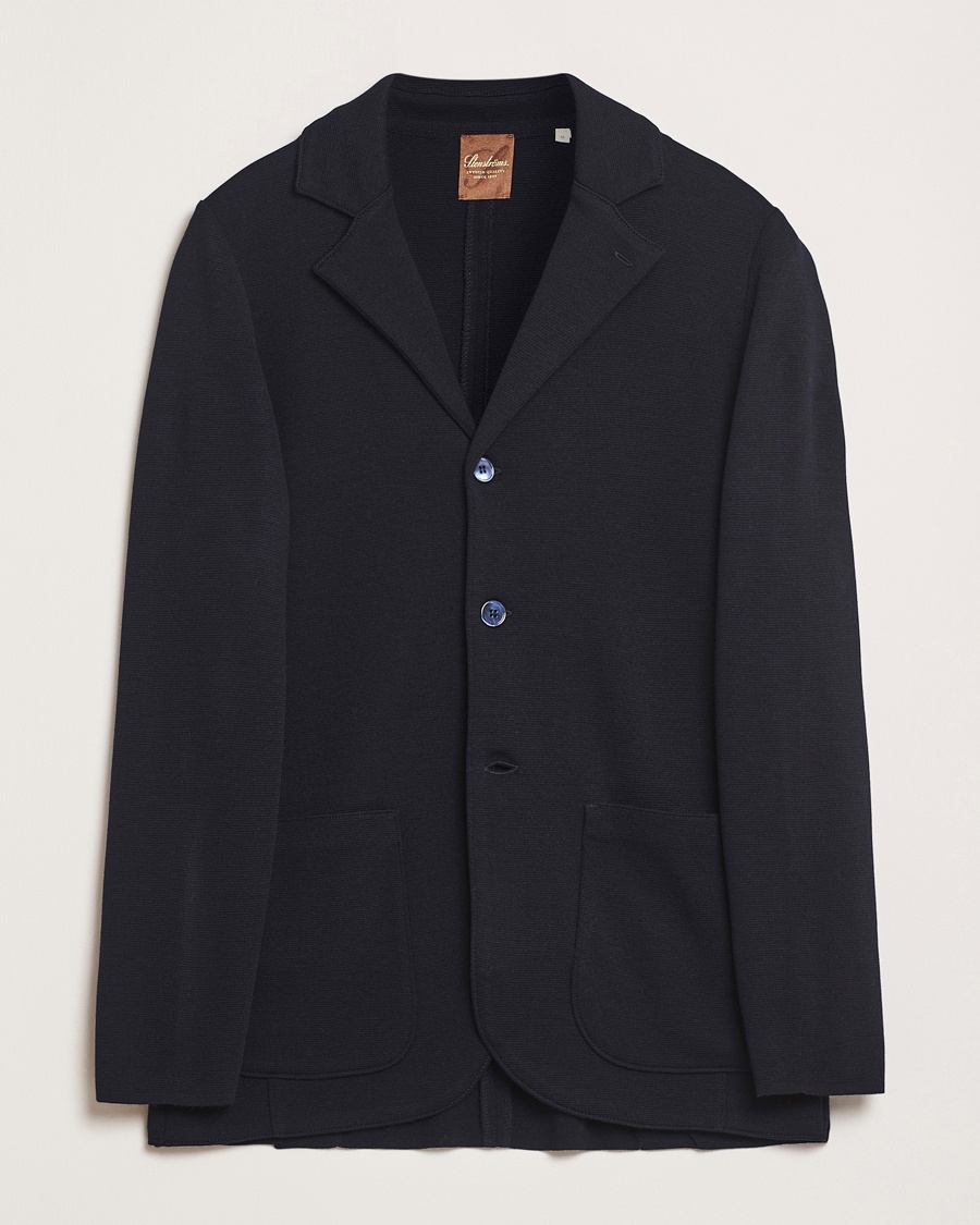 Stenströms Milano Knitted Merino Blazer Navy – Blue