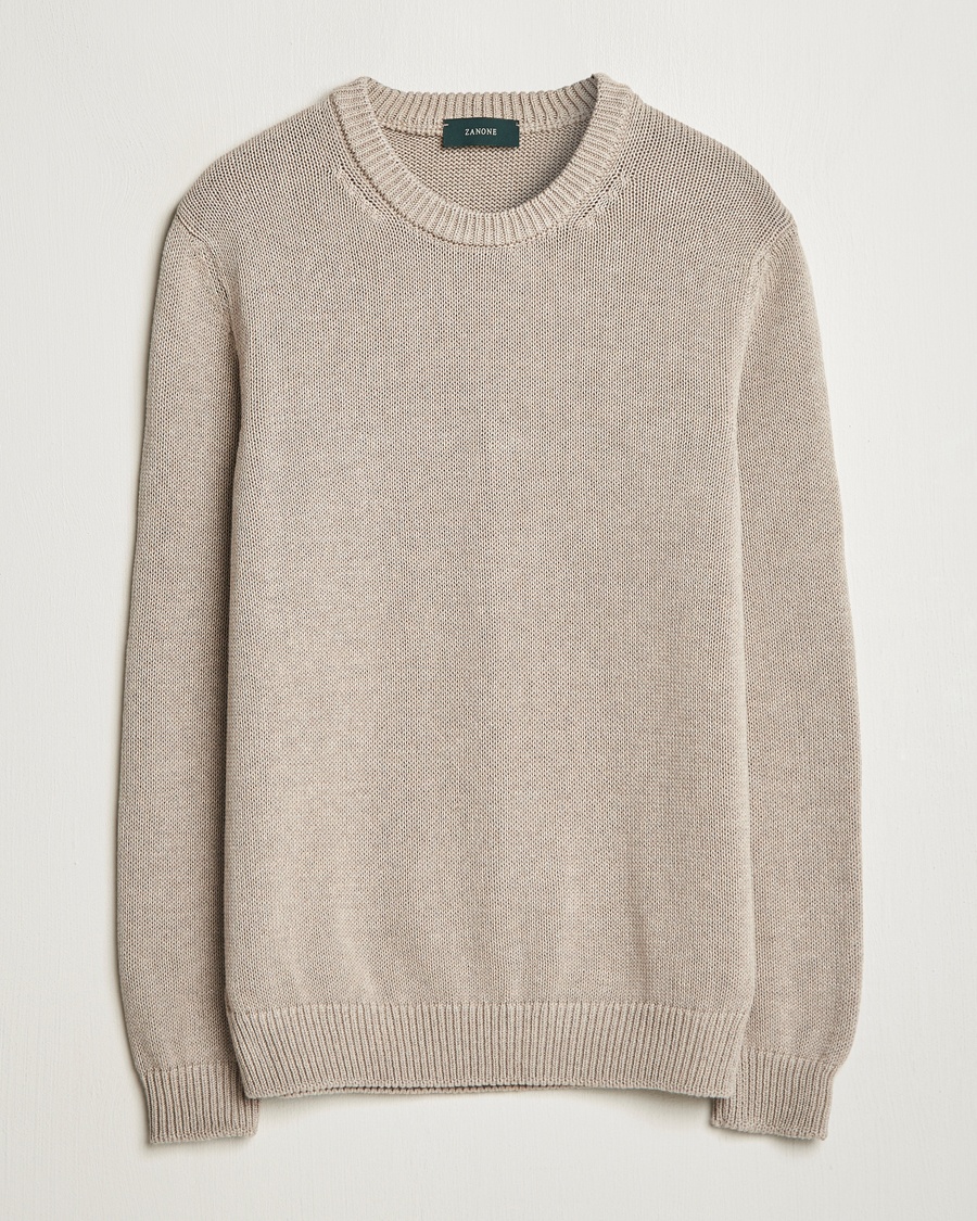 Men | Zanone | Zanone | Soft Cotton Crewneck Sweater Beige