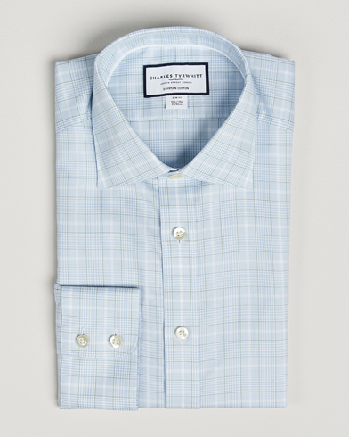 Men | Charles Tyrwhitt | Charles Tyrwhitt | Egyptian Cotton Pow Check Shirt Green/Blue