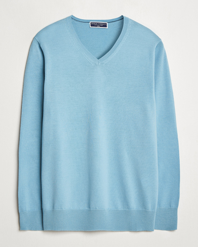 Men | Charles Tyrwhitt | Charles Tyrwhitt | Pure Merino V-Neck Jumper Aqua Green