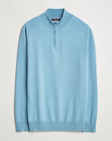Men | Charles Tyrwhitt | Charles Tyrwhitt | Pure Merino Zip Neck Jumper Aqua Green