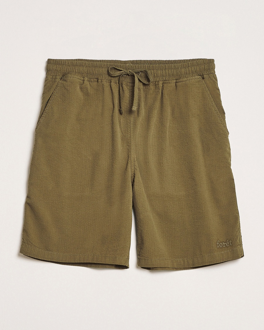 Men | Drawstring Shorts | Forét | Hush Seersucker Shorts Army