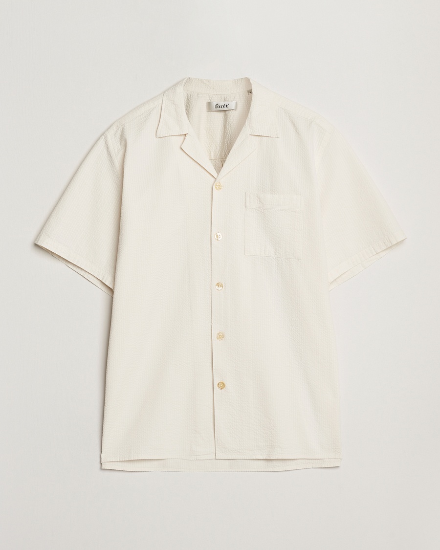 Men | Short Sleeve Shirts | Forét | Hush Short Sleeve Seersucker Shirt Cloud