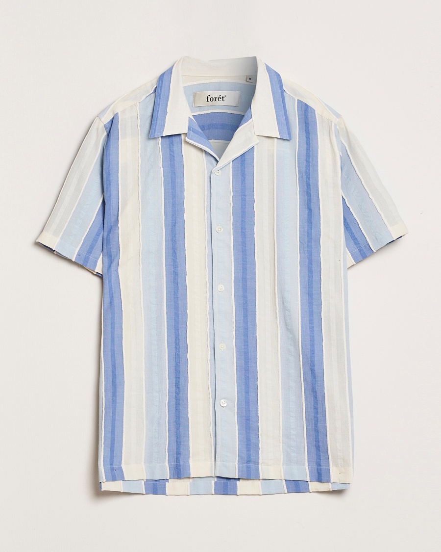 Men | | Forét | Peer Jaquard Short Sleeve Shirt Blue