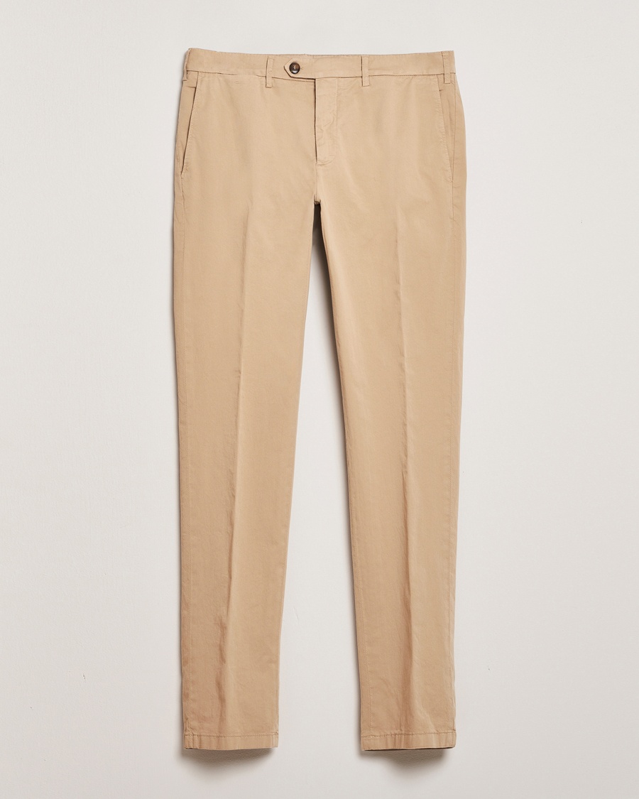 Men | Chinos | Canali | Slim Fit Cotton Stretch Chinos Beige
