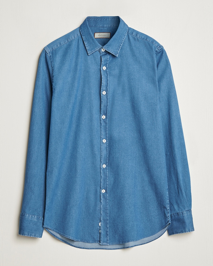 Men | Denim Shirts | Canali | Slim Fit Denim Shirt Medium Blue Wash