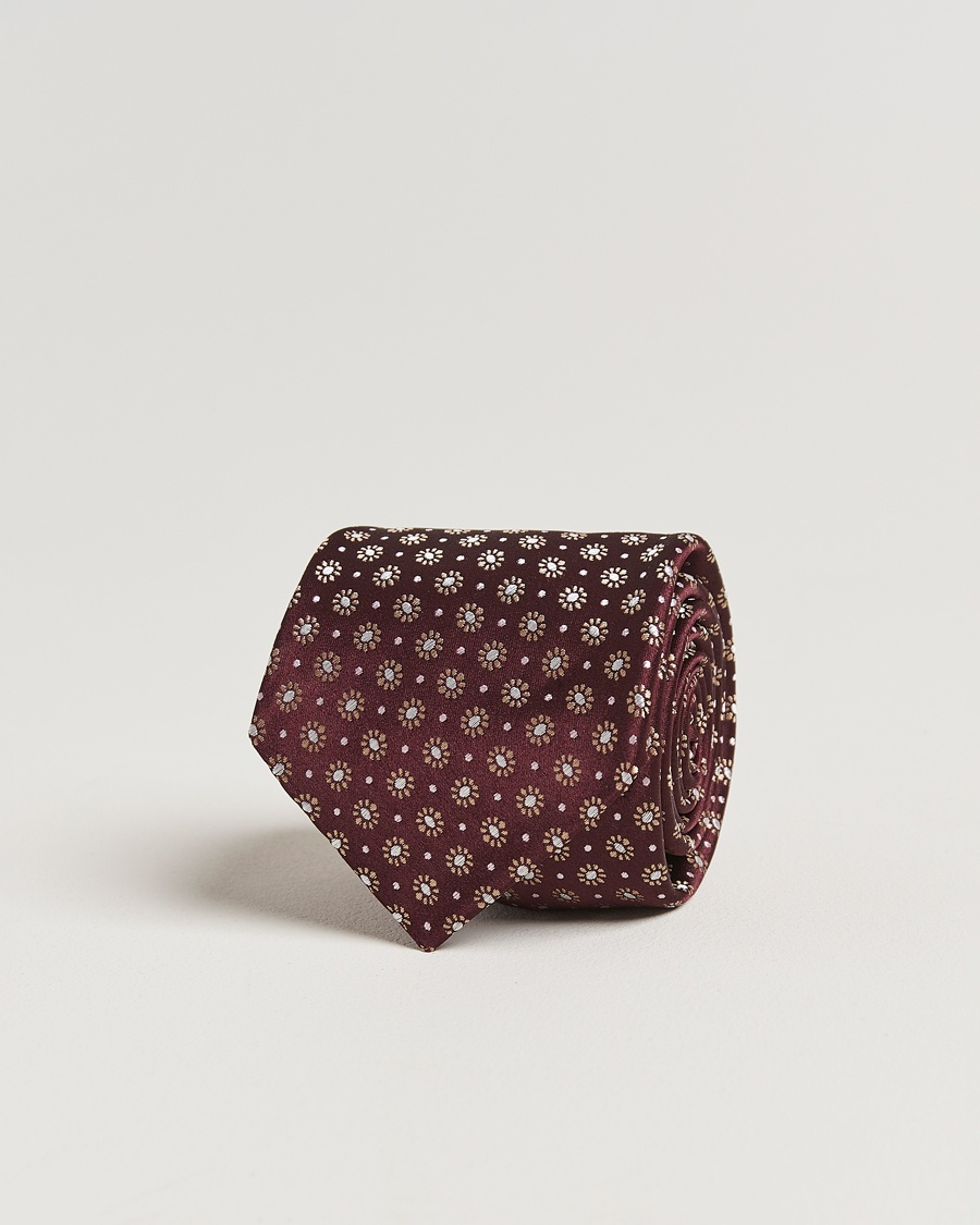 Men | Loyalty Offer | Kiton | Flower Jacquard Silk Tie Brown