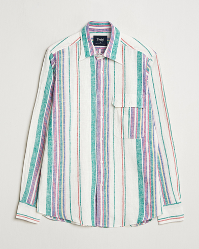 Men | Preppy Authentic | Drake's | Striped Linen/Cotton Summer Shirt Multi