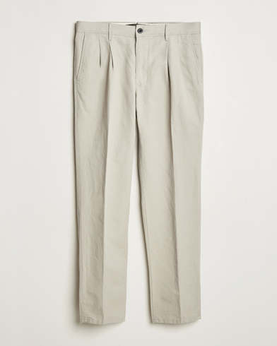 Men | Clothing | Incotex | Tapered Fit Pleated Linen Slacks Light Beige