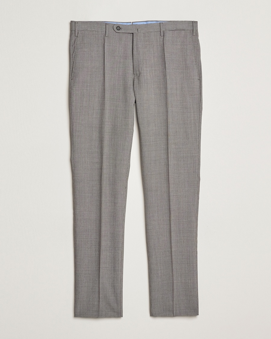 Men | Clothing | Incotex | Slim Fit Micro Houndstooth Wool Trousers Light Grey