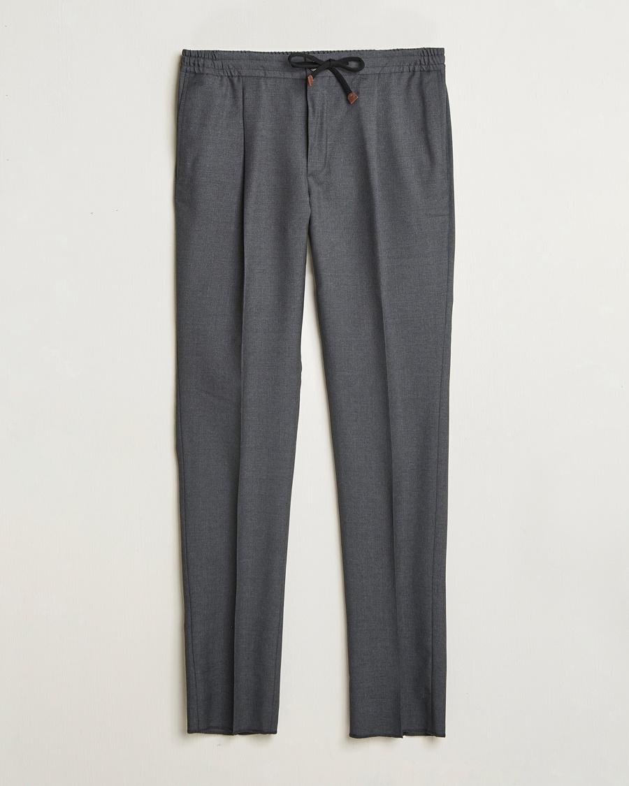 Men | Clothing | Incotex | Drawstring Super 100s Wool Pants Medium Grey