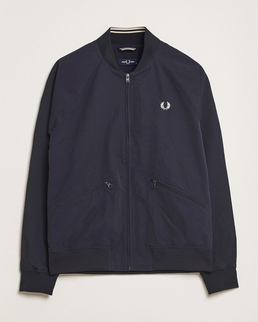 Men | Coats & Jackets | Fred Perry | Textured Tennis Bomber Jacket Navy