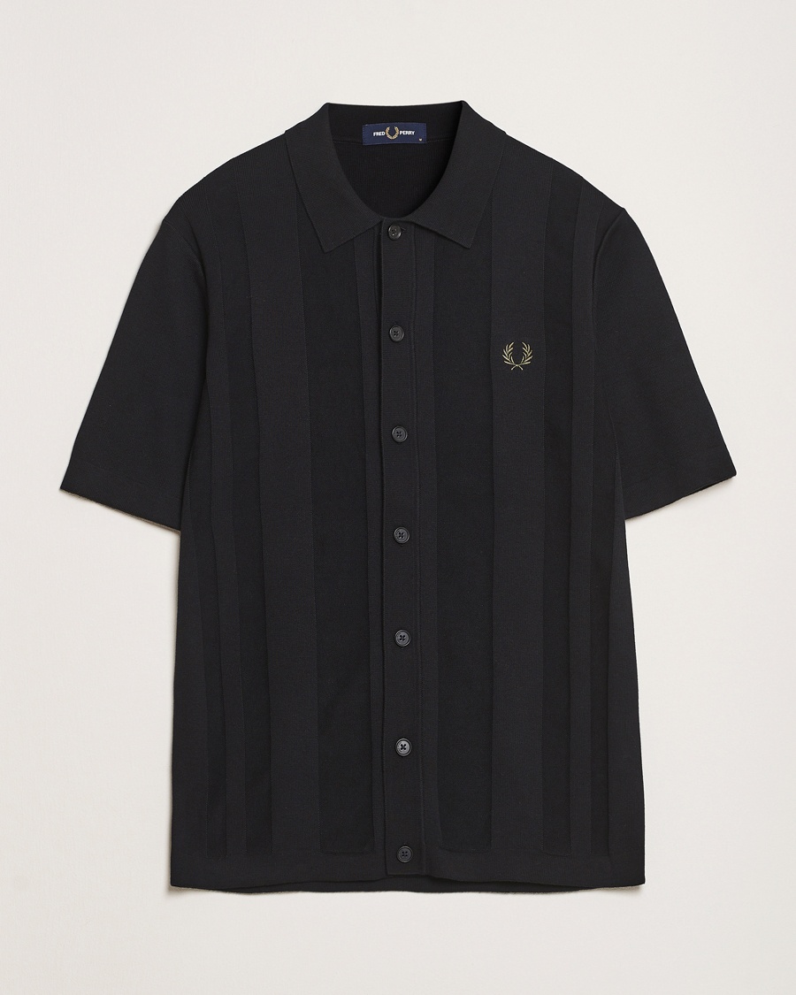 Men | Shirts | Fred Perry | Knitted Short Sleeve Shirt Black