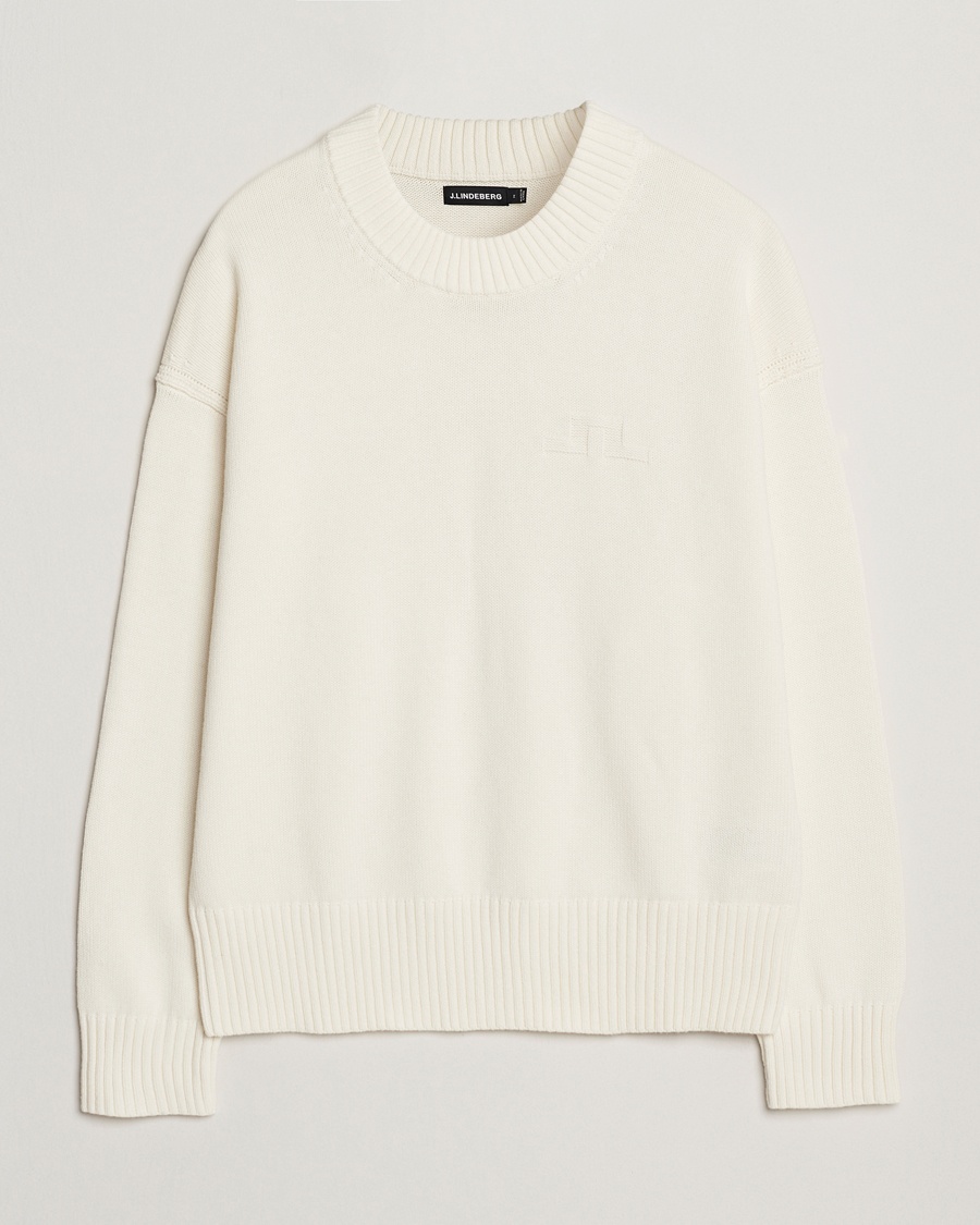 Men | Knitted Jumpers | J.Lindeberg | Eddy Cotton/Wool Crewneck White