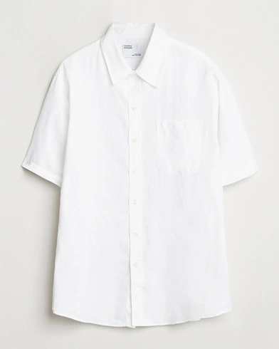 Men | Short Sleeve Shirts | Colorful Standard | Garment Dyed Linen Short Sleeve Shirt Optical White