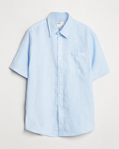 Men | Short Sleeve Shirts | Colorful Standard | Garment Dyed Linen Short Sleeve Shirt Polar Blue