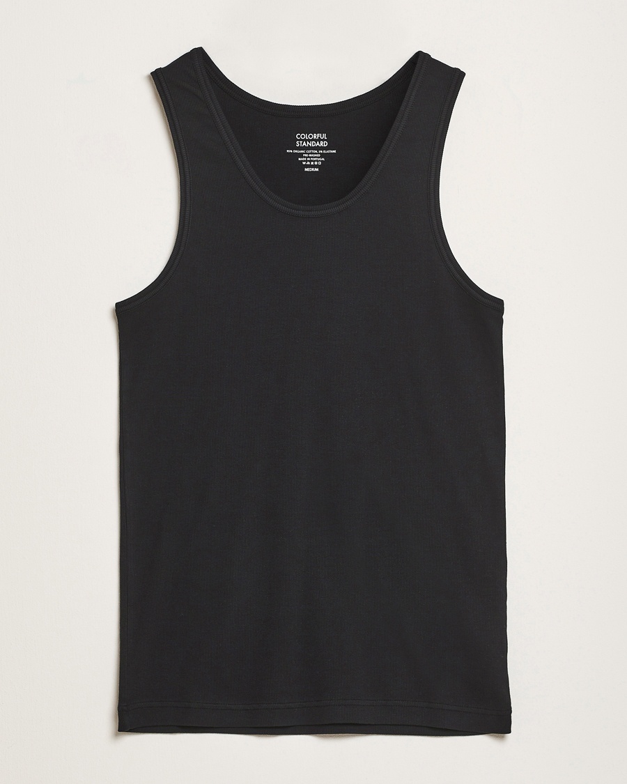 Colorful Standard Organic Rib Tank Top Deep Black – Black