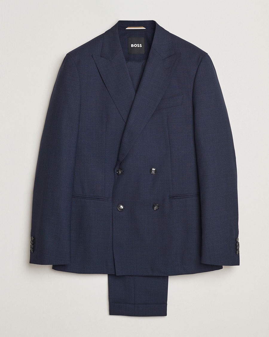 Men | Business & Beyond - Formal | BOSS BLACK | Huge Wool Double Breasted Suit Navy