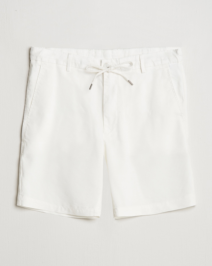 Men | Drawstring Shorts | BOSS BLACK | Kane Linen/Cotton Drawstring Shorts White
