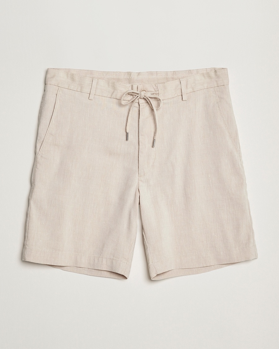 Men | Drawstring Shorts | BOSS BLACK | Kane Linen/Cotton Drawstring Shorts Light Beige
