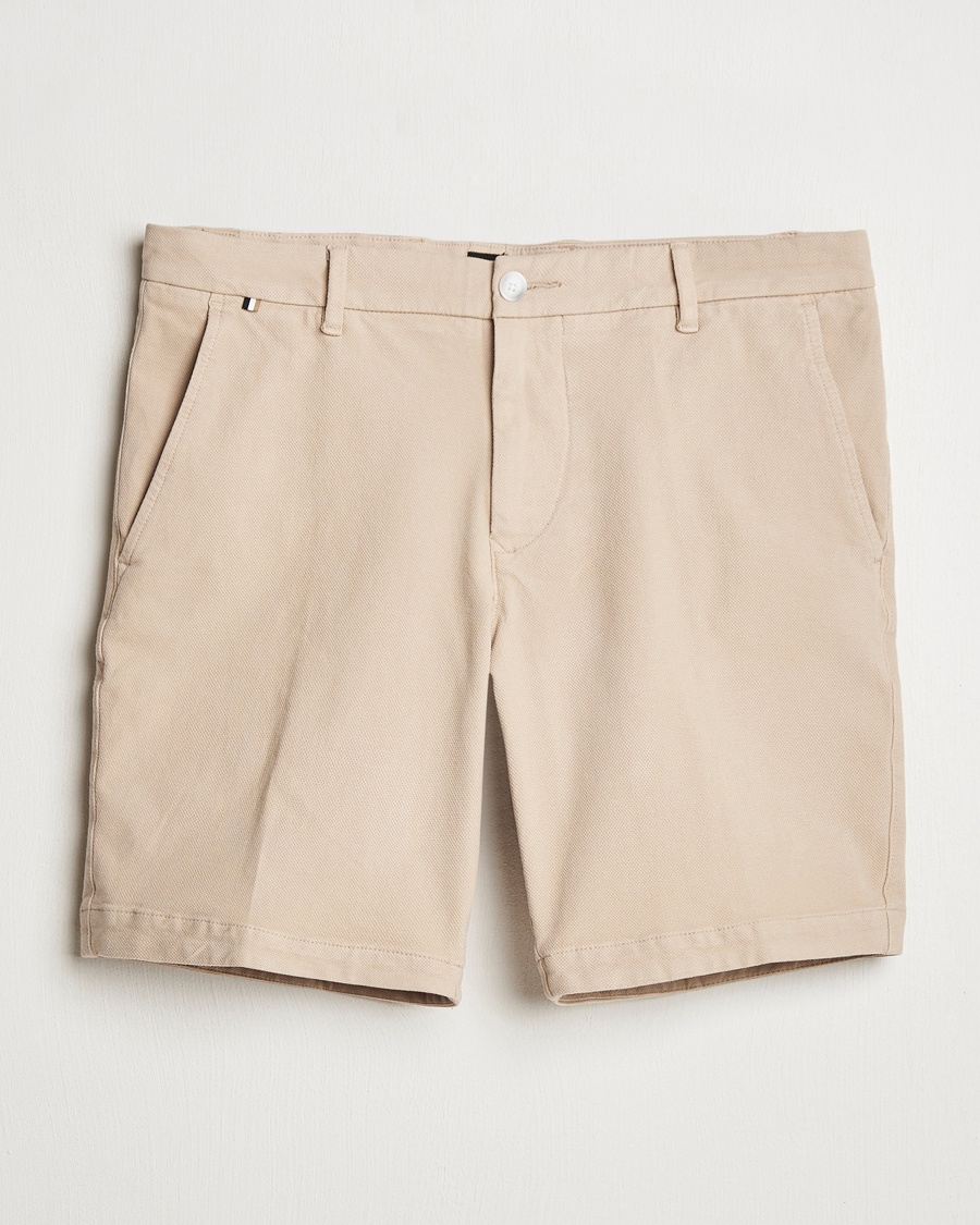 Men | Shorts | BOSS BLACK | Slice Structured Cotton Shorts Light Beige