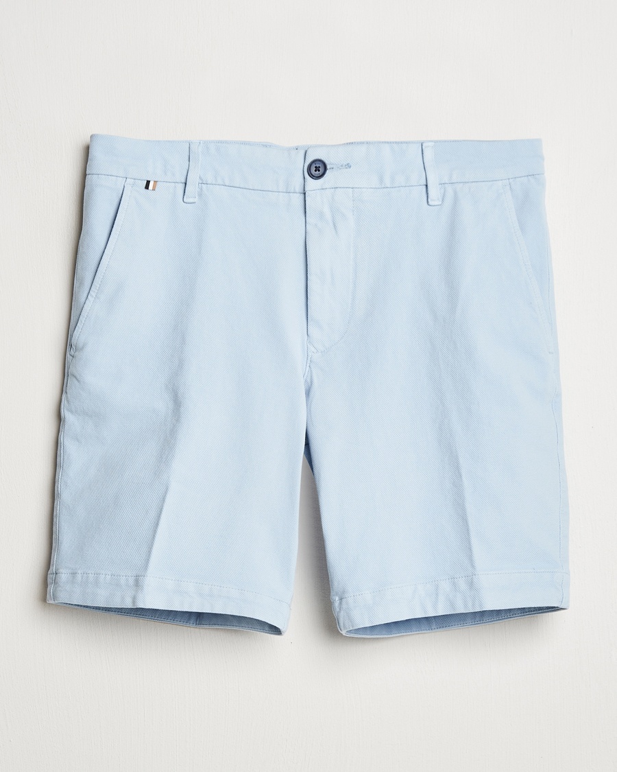 Men | Shorts | BOSS BLACK | Slice Structured Cotton Shorts Light Blue