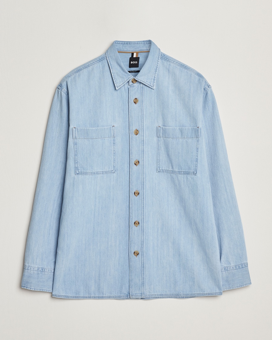 Men | Shirt Jackets | BOSS BLACK | Cory Denim Overshirt Light Blue