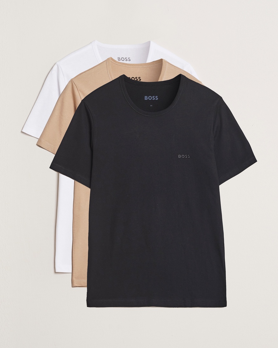 Men | Seasonal Offer | BOSS BLACK | 3-Pack Crew Neck T-Shirt Beige/Black/White