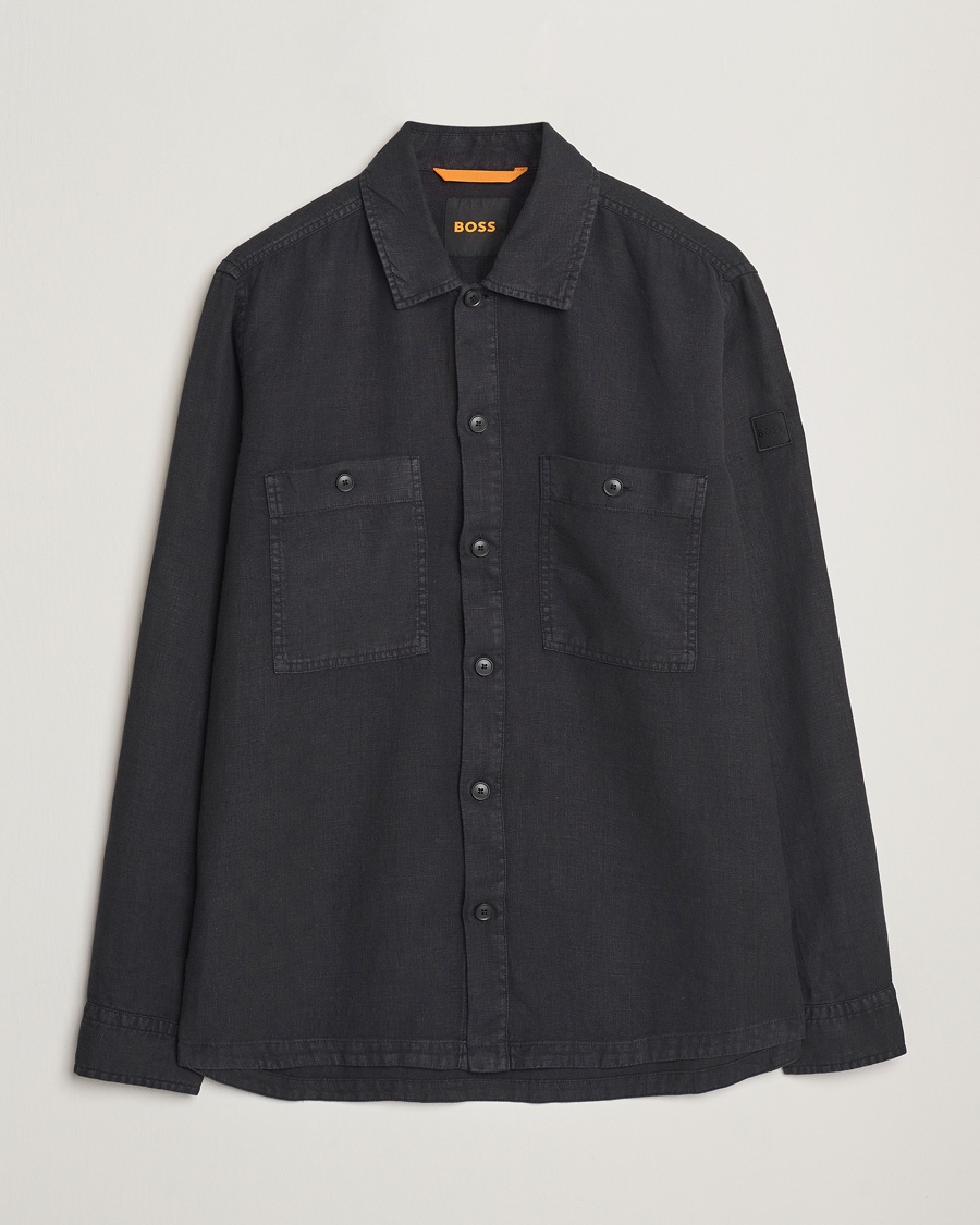 Men | Shirt Jackets | BOSS ORANGE | Locky Linen Overshirt Black