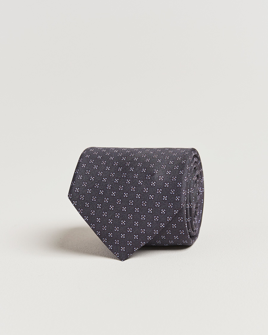 Stenströms Printed Silk Tie 7,5cm Grey – Grey