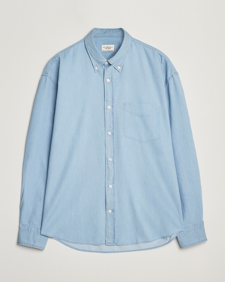 Men | Clothing | GANT 240 Mulberry Street | Oversized Lux Indigo Shirt Light Blue