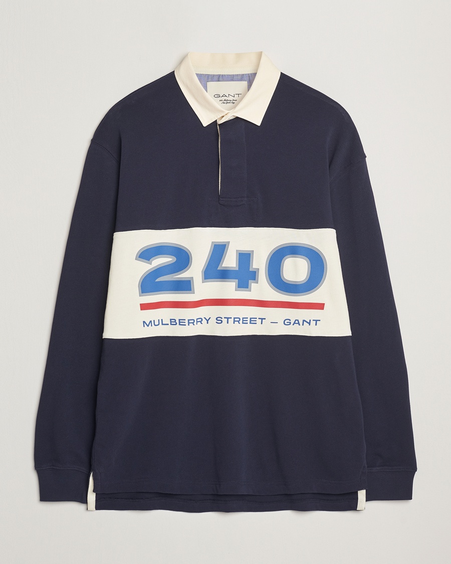Men | Clothing | GANT 240 Mulberry Street | Graphic Block Heavy Rugger Evening Blue